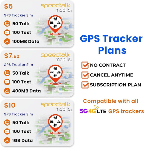 SpeedTalk Mobile GPS Tracker SIM Card Starter Kit | 3 in 1 Universal Simcard: Standard, Micro, Nano for Kids Senior Pet Car Fitness Activity 5G 4G