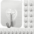 DGYB 20 Pcs Silver Adhesive Hooks for Hanging 22lb Self Adhesive Wall Hooks Heavy Duty Waterproof Sticky Hook for Shower Home Bathroom Kitchen