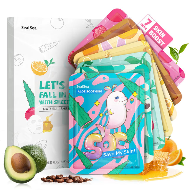 Zealsea Face Masks Skincare, Facial Masks for Women Skin Care, Sheet Masks Beaut