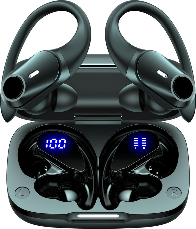 GOLREX Wireless Earbuds Bluetooth Headphones 80H Playtime Ear Buds with Wireless Charging Case & Dual LED Power Display 