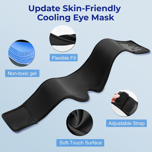 Cooling Gel Eye Mask Sleep: FSA -HSA Eligible, Cold Compress for Puffy Eyes & Migraine Relief - Reusable Gel Weighted Sleeping Mask for Dark