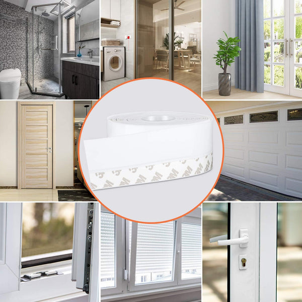 26 Feet Silicone Seal Strip,Door Weather Stripping Door Seal Strip Window Seal Silicone Sealing Tape for Door Draft Stopper Adhesive Tape (White,
