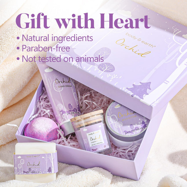 Spa Gifts for Women, Body & Earth 5 Pcs Gifts for Women Orchid Gift Sets, Bath a