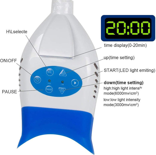 Dental Mobile Teeth Whitening Lamp Teeth Whitener 36W 10 LED Cold Light Lamp Ble