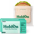 HoldOn Compostable Zip Lock Sandwich Bags, 200 Bags - Leak Proof Sandwich Size Storage Bags for Travel & Kitchen Meal Prep & On-The-Go Snacks -