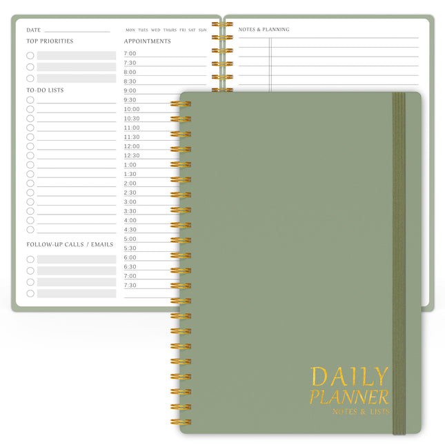 Daily Planner Undated - Simplified to Do List Notebook with Hourly Schedules, Sp