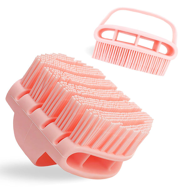 Silicone Body Scrubber with Handle - Exfoliating Shower Brush for Men & Women, Travel-Friendly & Quick-Dry, Soft Silicone Loofah Alternative for