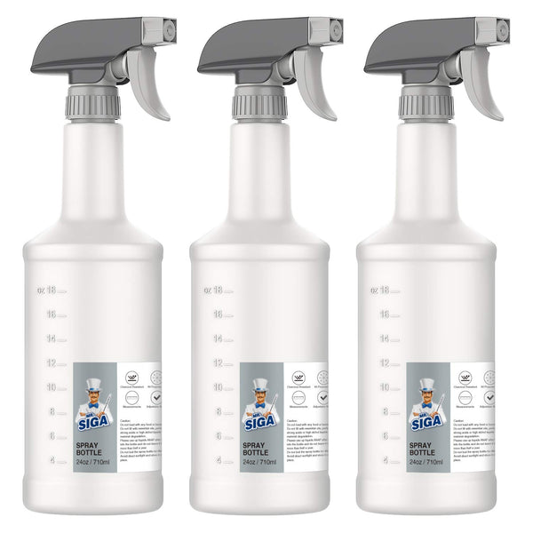 MR.SIGA 24 Oz Empty Plastic Spray Bottles for Cleaning Solutions, Heavy Duty Household Reusable Spray Bottles with Measurements and Adjustable