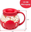 Ecolution Patented Micro-Pop Microwave Popcorn Popper with Temperature Safe Glass, 3-in-1 Lid Measures Kernels and Melts Butter, Made Without BPA,
