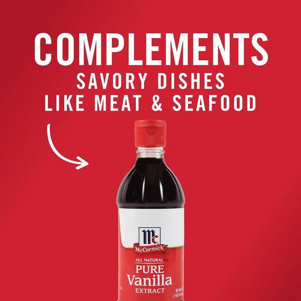 McCormick Vanilla Extract, Pure, No Corn Syrup, Gluten Free, Rich, Sweet Flavor and Aroma for Baking and Savory Dishes, 16 fl oz