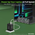 GEARit 65W USB C Charger Block, GaN 3-Port Foldable Fast Wall Charger | Type-C PD 3.0 & PPS fast charging, 2 USB-C + 1 USB-A, for MacBook Pro/Air,