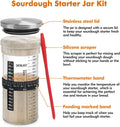 Sourdough Starter Kit-1100ml/39Oz, Sour Dough Starter Jar With Stainless Steel Lid, Thermometer, Silicone Scraper, Cloth Cover And Date Marked