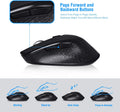 Cimetech Wireless Ergonomic Optical Mouse, 6 Buttons, Silent with USB Receiver and 3 Adjustable DPI for Laptop, Desktop, Mac, PC - Black
