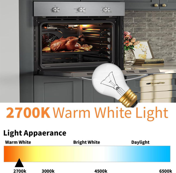 WokHok Appliance Oven Light Bulb, High Temp 300 °C Resistant,（2 Pack） A15/E26/120V/40 Watt Appliance Replacement Bulb for Refrigerator Over Stove