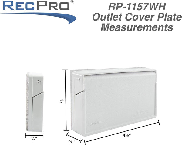 RecPro RV Exterior GFCI Outlet Cover Plate | Weatherproof | White