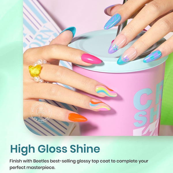 Beetles Neon Gel Nail Polish Set, 6 Colors Gel Polish Set | Hot Pink Blue Yellow Green Purple Shades, Soak-Off UV LED, Long-Lasting Nails Art for