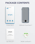 VRURC Portable Charger Built-In Cables and AC Wall Plug, USB C Power Bank 10000Mah, Travel Battery Portable Phone Charger Compact Lightweight