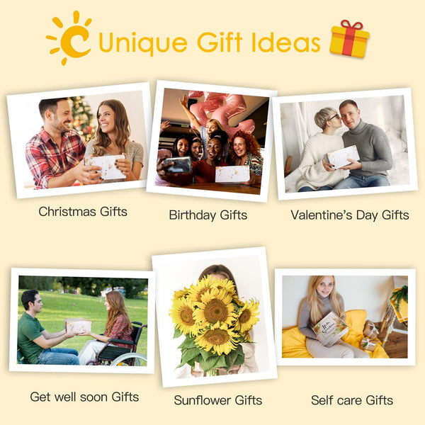 Birthday Gifts for Women, Sending Sunshine Christmas Gifts, Get Well Soon Gifts Basket Care Package Unique Spa Gifts Box with Wine Glasses for