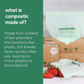 Home Compostable Resealable Sandwich Bags (7"X7"), Microwave & Freezer Safe, Organic Food Storage Container, 60 Count (30 per Box)