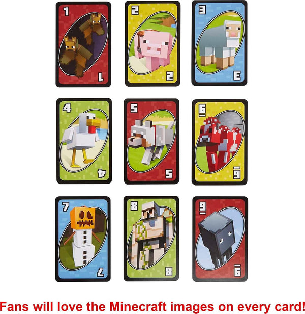 Mattel Games UNO Card Game, Gifts for Kids and Family Night, Themed to Minecraft Video Game, Travel Games, Storage Tin Box (Amazon Exclusive) UNO