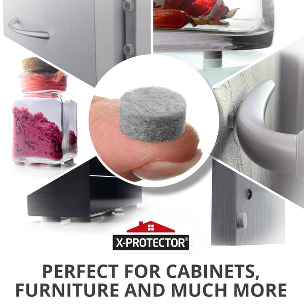 Cabinet Door Bumpers X-Protector 100 PCS Ã¢ÂÂ Small Felt Pads 3/8Ã¢ÂÂ Ã¢ÂÂ Ideal Grey Felt Bumpers Ã¢ÂÂ Self-Adhesive Thick Felt Dots
