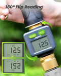 RAINPOINT Water Flow Meter with Brass Inlet & Outlet, 180° Screen-Flip Water Meter, Measure Gallon/Liter Consumption for RV Filling, Garden