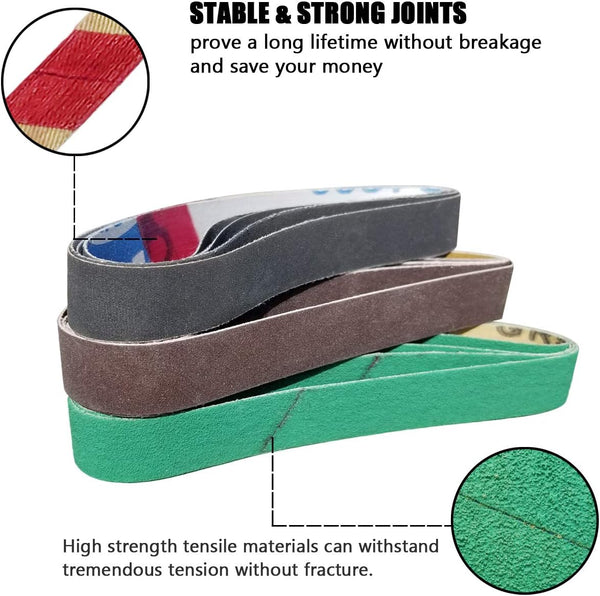 24 Pack 1/2" x 10" Replacement Knife Sharpener Sander Belt Kit for Work Sharp WSCMB Combo Knife Sharpener- 80/120/240/400/1000/1200 Grits Sanding