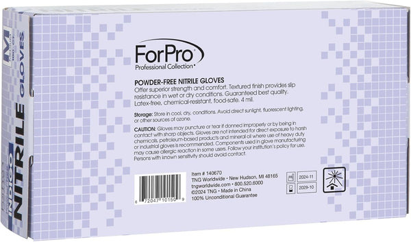 Forpro Professional Collection Disposable Nitrile Gloves, Chemical Resistant, Powder-Free, Latex-Free, Non-Sterile, Food Safe, 4 Mil, Indigo,