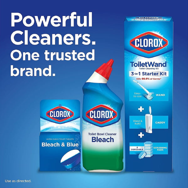 Clorox ToiletWand Disposable Toilet Cleaner Refills, Rainforest Rush Scent, 30 Count, Kills 99.9% of Germs, Touch-Free Toilet Cleaning 30 Count