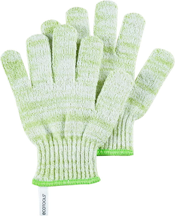 EcoTools Bath & Shower Gloves, Recycled Netting, Exfoliating, Gentle Cleansing for Whole Body, Fits All Hands, Green, 1 Pair 1 Pair (Pack of 1)