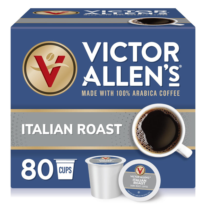 Victor Allen's Coffee Italian Roast, Dark Roast, 80 Count, Single Serve Coffee Pods for Keurig K-Cup Brewers Italian Roast 80 Count (Pack of 1)