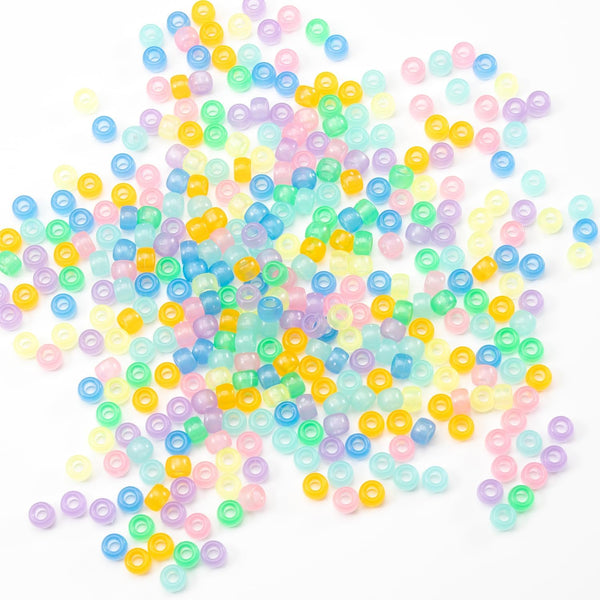 1000Pcs Acrylic Glow in The Dark Kandi Pony Beads Bulk for Bracelet Making | Acrylic ,9 Color,6x9mm, For Necklace Friendship Making,for Hair