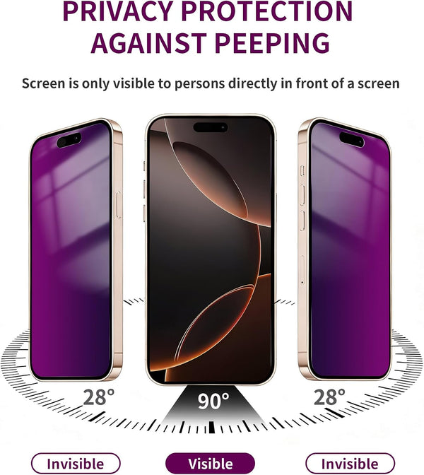 2 Pack Privacy Screen Protector for iPhone 16 Pro Max Tempered Glass 6.9inch Private Saver Anti-Spy Eye Protection Anti-Scratch Full Coverage