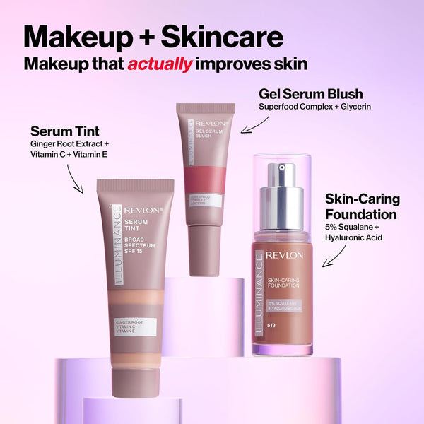 Revlon Illuminance Tinted Serum, Triple Hyaluronic Acid, Evens Out Skin Tone Over Time and Hydrates All Day, SPF 15, 201 Creamy Natural, 0.94 fl oz.