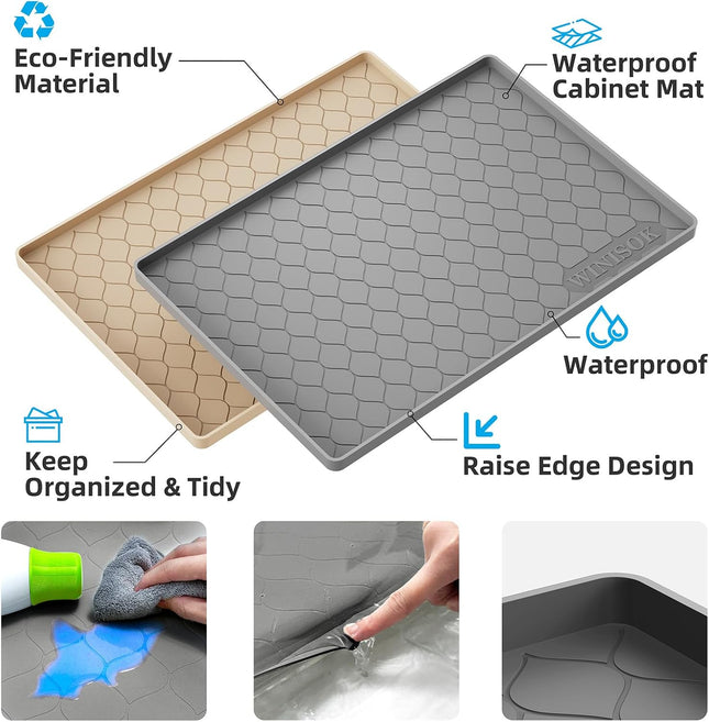 Silicone under Sink Mat 34" X 22", Kitchen Essentials and Gadgets, Shelf Liner and Cabinet Protector, Home Organizers an