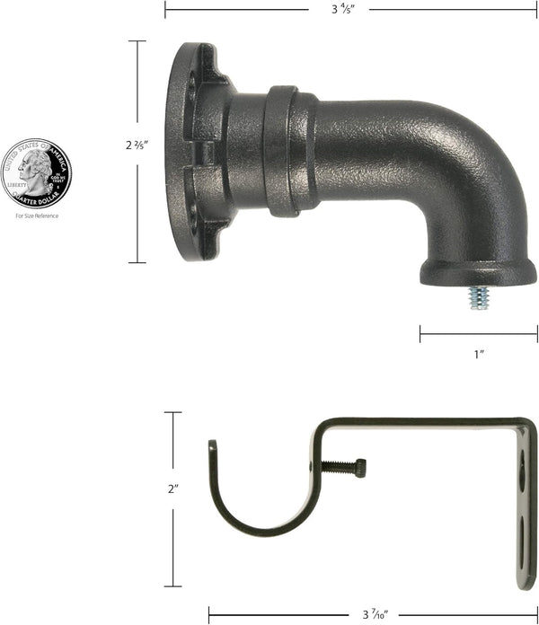 Decopolitan Industrial Wrap around Telescoping Curtain Rod Set, 72-144", Bronze