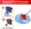 Spin Mop Head, Base, Handle Replacement for O-Ceda RinseClean 2 Tank System,4 Microfiber Mop Refills, 1 Base and 30-58in Handl Set Combo (Blue 2
