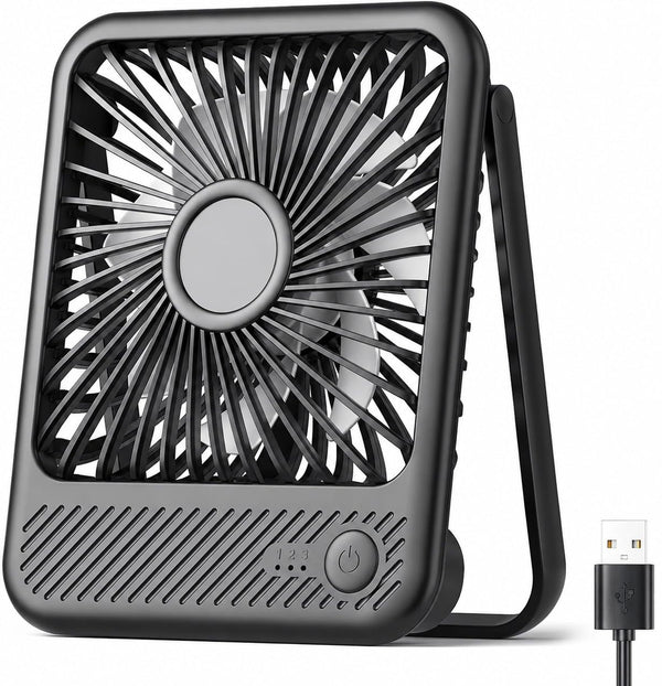Koonie USB Desk Fan, Strong Wind Ultra Quiet Small Mini Fan, Black 5 inch Mini Black