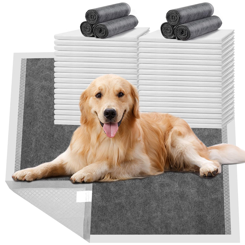 Charcoal Puppy Pads with Adhesive Tape, Dog Pee Pads Extra Large 28" x 34" - 30 Count, Potty Pads for Dogs for Odor-Control & Leakproof,
