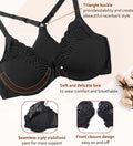 DotVol Women's Front Close Bra T Back Full Figure Underwire Plus Size Seamless Unlined Bra for Large Bust 34DD Black