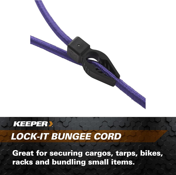 Keeper - 48” Lock-It Bungee Cord, 2 Pack - UV and Weather-Resistant