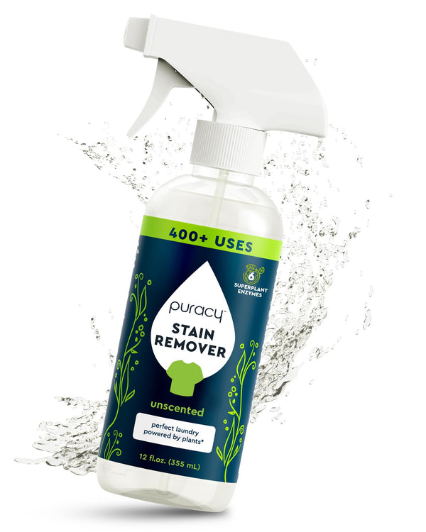 Puracy Stain Remover Spray, Natural Travel and Laundry Stain Cleaner for Clothes, Baby & Kids Stains, Oil & Fabric Spot Cleaner (Free & Clear, 12 Oz)