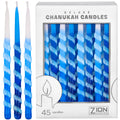 Zion Judaica Ltd Set of 45 Dripless Hanukkah Candles Spiral Candle Includes a DIY Dreidel, Prayer Card, Standard Size Menorah Candles for Eight