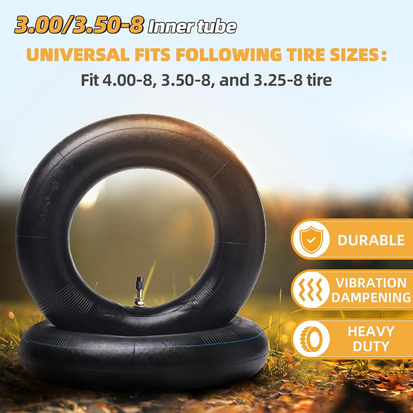2 Pack 3.00/3.50-8 Replacement Inner Tubes with TR4 Valve Stem for pneumatic wheelbarrow wheel,cart wheel, garden cart, wagons - Made From Heavy