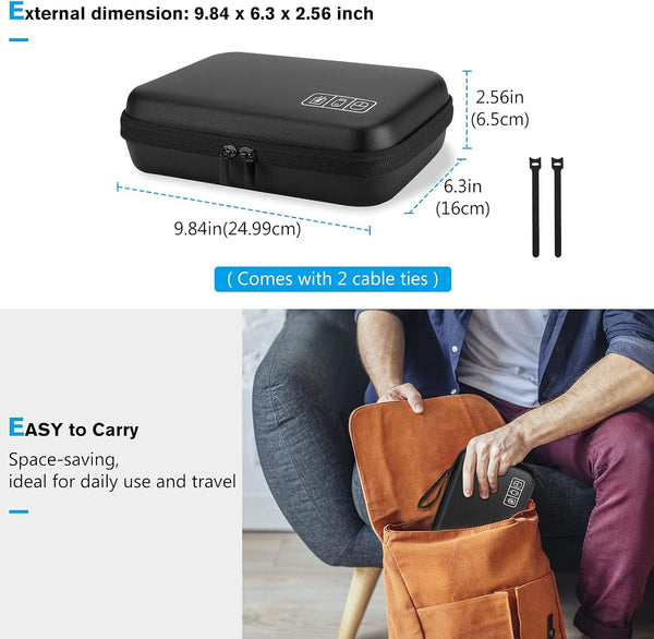 Procase Hard Travel Electronic Organizer Case for Macbook Power Adapter Chargers Cables Power Bank Apple Magic Mouse Apple Pencil USB Flash Disk