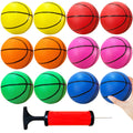12Pcs 5Inch Mini Basketballs,Colorful Rubber InflatableBasketball,Pool Kick Balls Toy with Inflation Pump for Indoor Mini Basketball Hoop,Beach