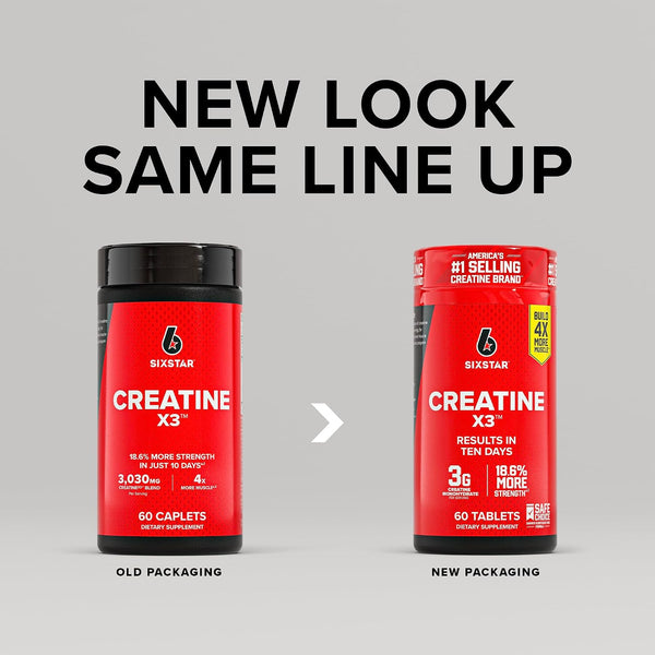 Six Star Creatine Pills, X3 (60 Caplets) - Creatine for Women & Men - Creatine Capsules Support Muscle Strength - Pre & Post Workout Creatine