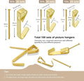 200 Pieces Picture Hangers, 3 Sizes Picture Hanging Kit Including 10lb/30lb/50lb Picture Hanging Hooks, Heavy Duty Picture Hooks with Nails for