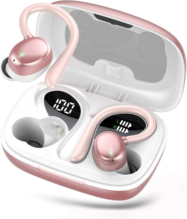 KT1 Wireless Earbuds V5.3, 120H Playtime, Bluetooth Earphones for Small Ear, IPX7 Waterproof Running Headphones, Deep Bass, over Ear Sport
