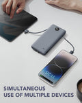 VRURC Portable Charger Built-In Cables and AC Wall Plug, USB C Power Bank 10000Mah, Travel Battery Portable Phone Charger Compact Lightweight